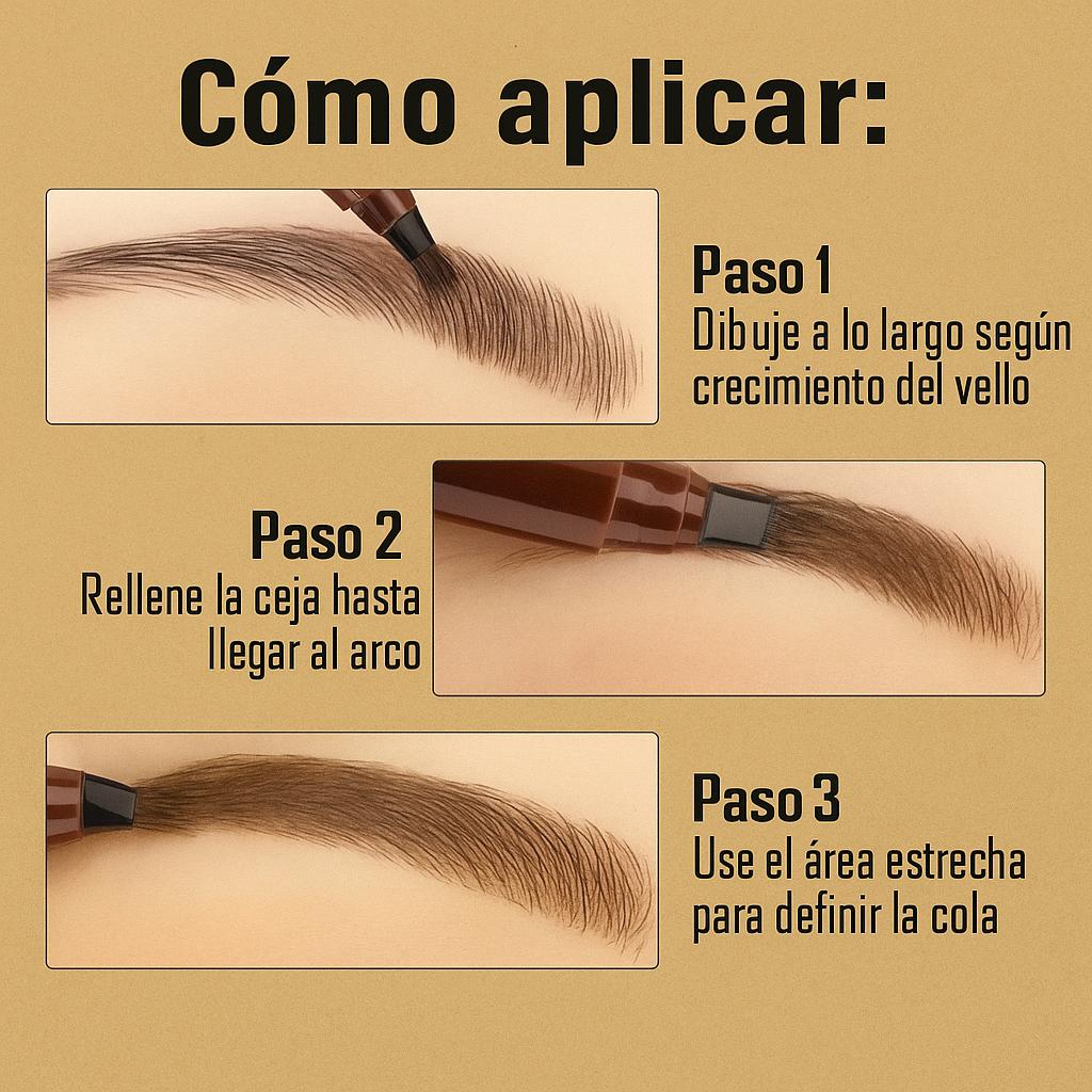 Lápiz de cejas impermeable con acabado natural.